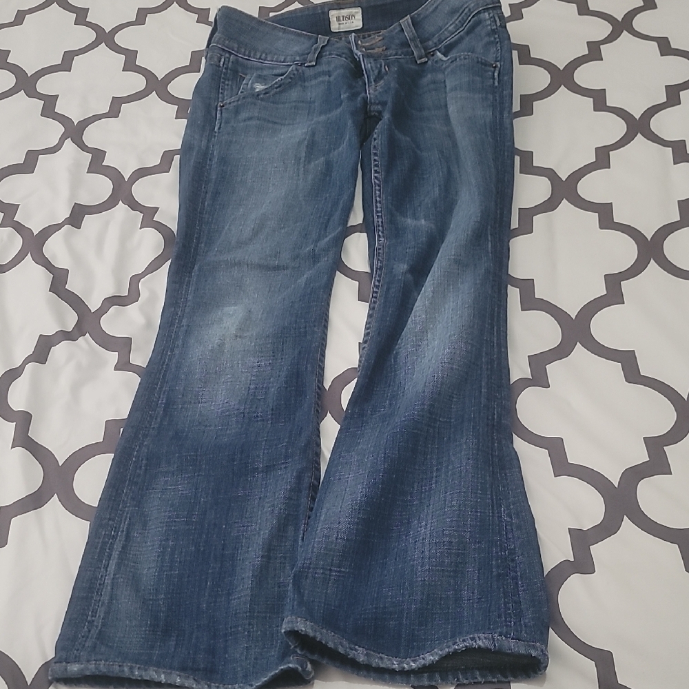 Hudson Made In USA Denim Flare Wide Leg Jeans Size 24 Dark Wash